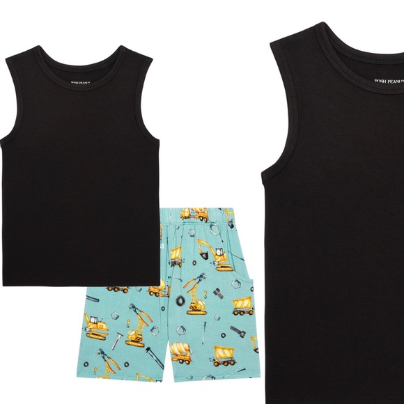 🏗️🚧🦺🛠️2-PIECE** Posh Peanut Kid’s Construction Tank & Shorts set- Big Kid 🛠️🦺🚧🏗️ - Picture 3 of 8